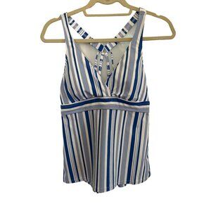 N Brand Blue & White Striped Tankini Bathing/Swim Suit, Size Medium